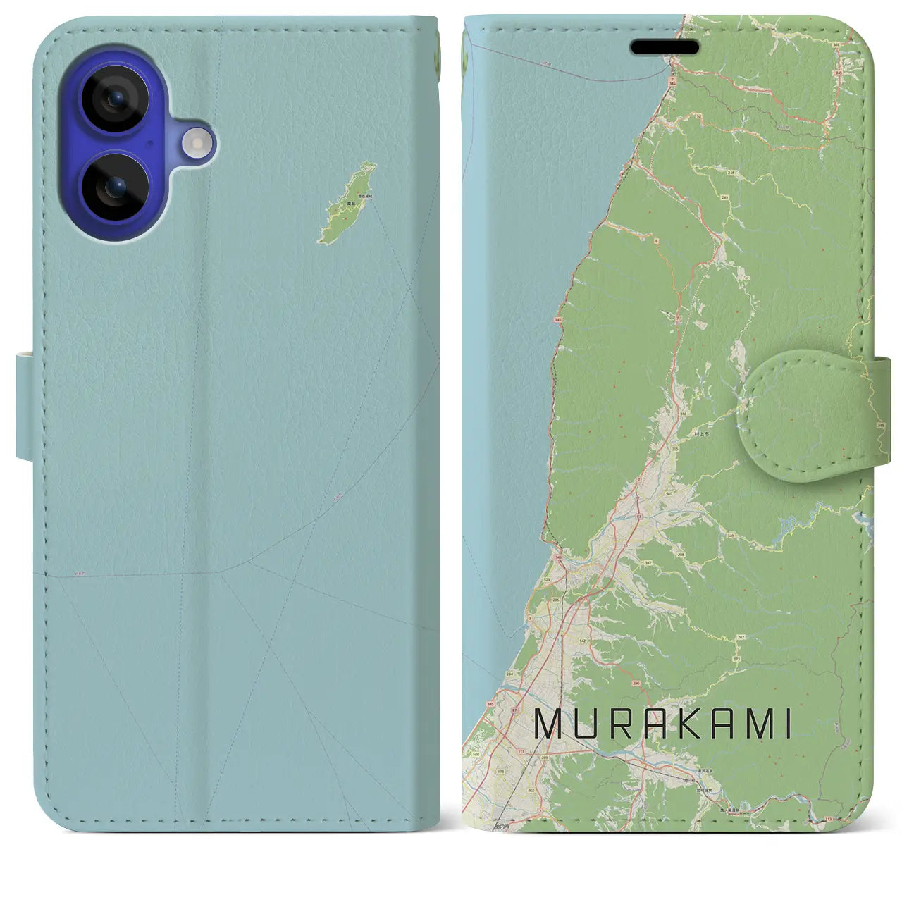 【村上(新潟県)】地図柄iPhoneケース(手帳タイプ)