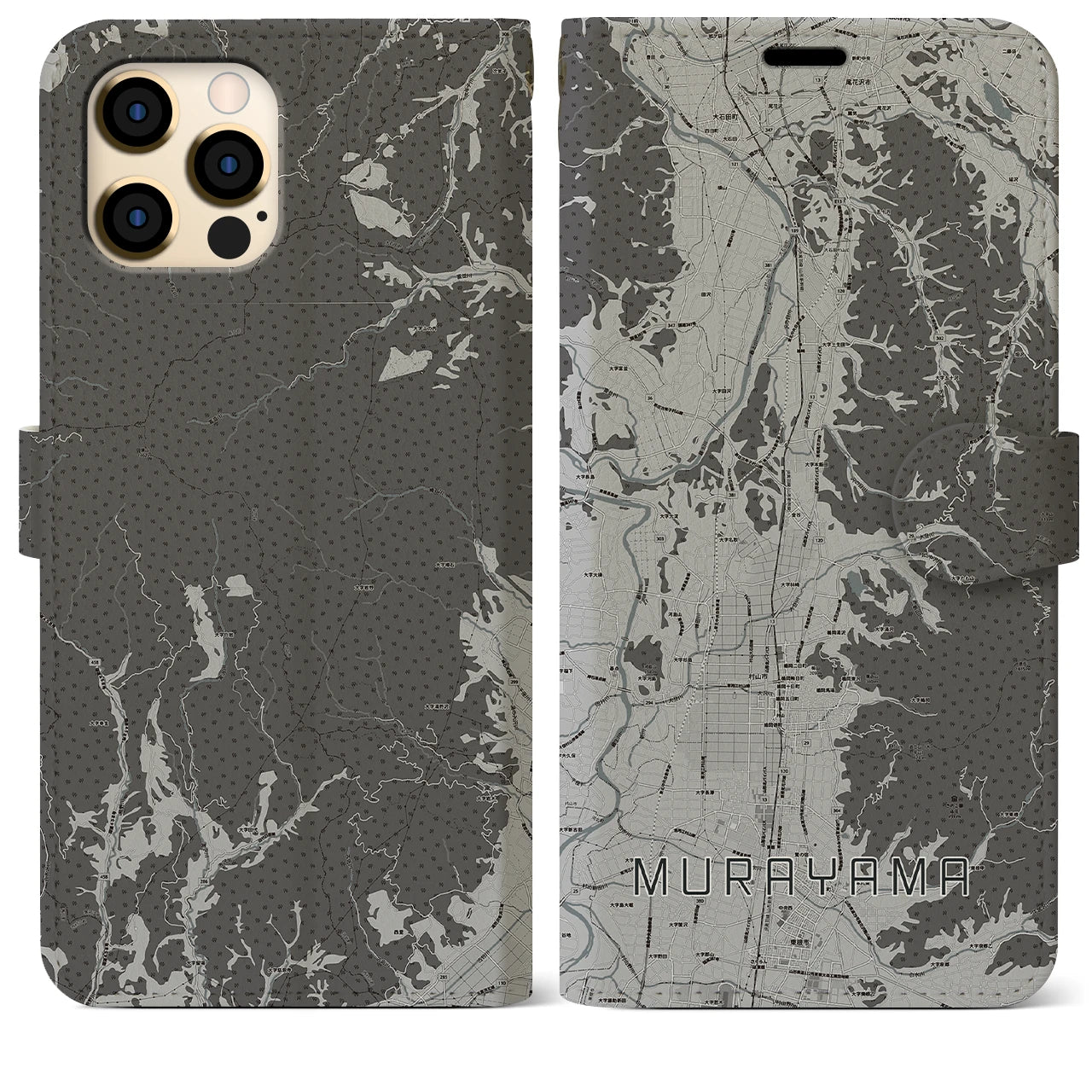 【村山(山形県)】地図柄iPhoneケース(手帳タイプ)