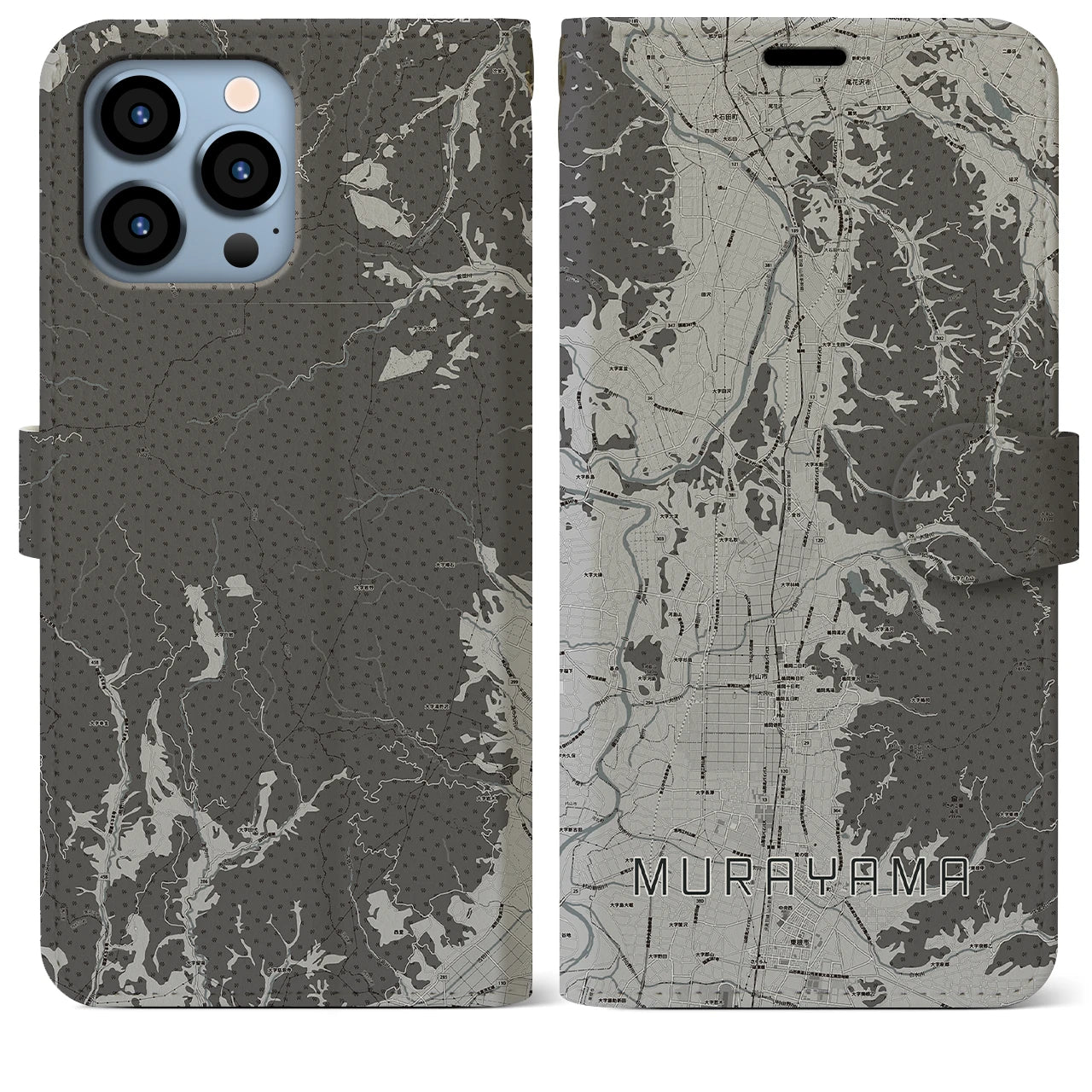 【村山(山形県)】地図柄iPhoneケース(手帳タイプ)