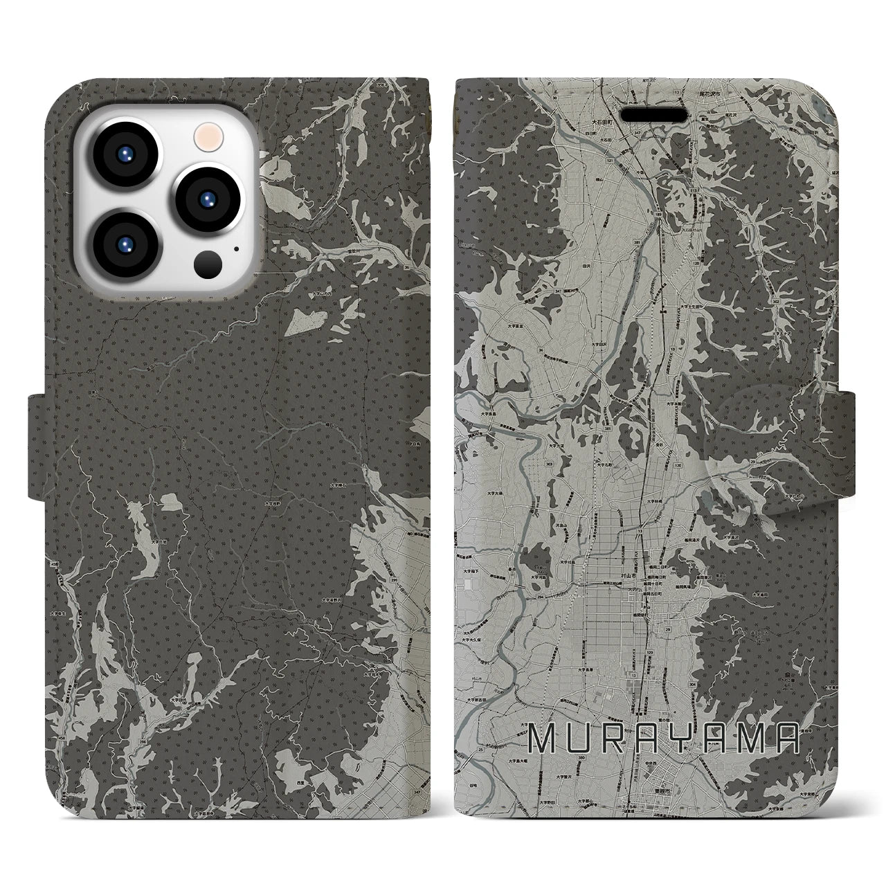 【村山(山形県)】地図柄iPhoneケース(手帳タイプ)