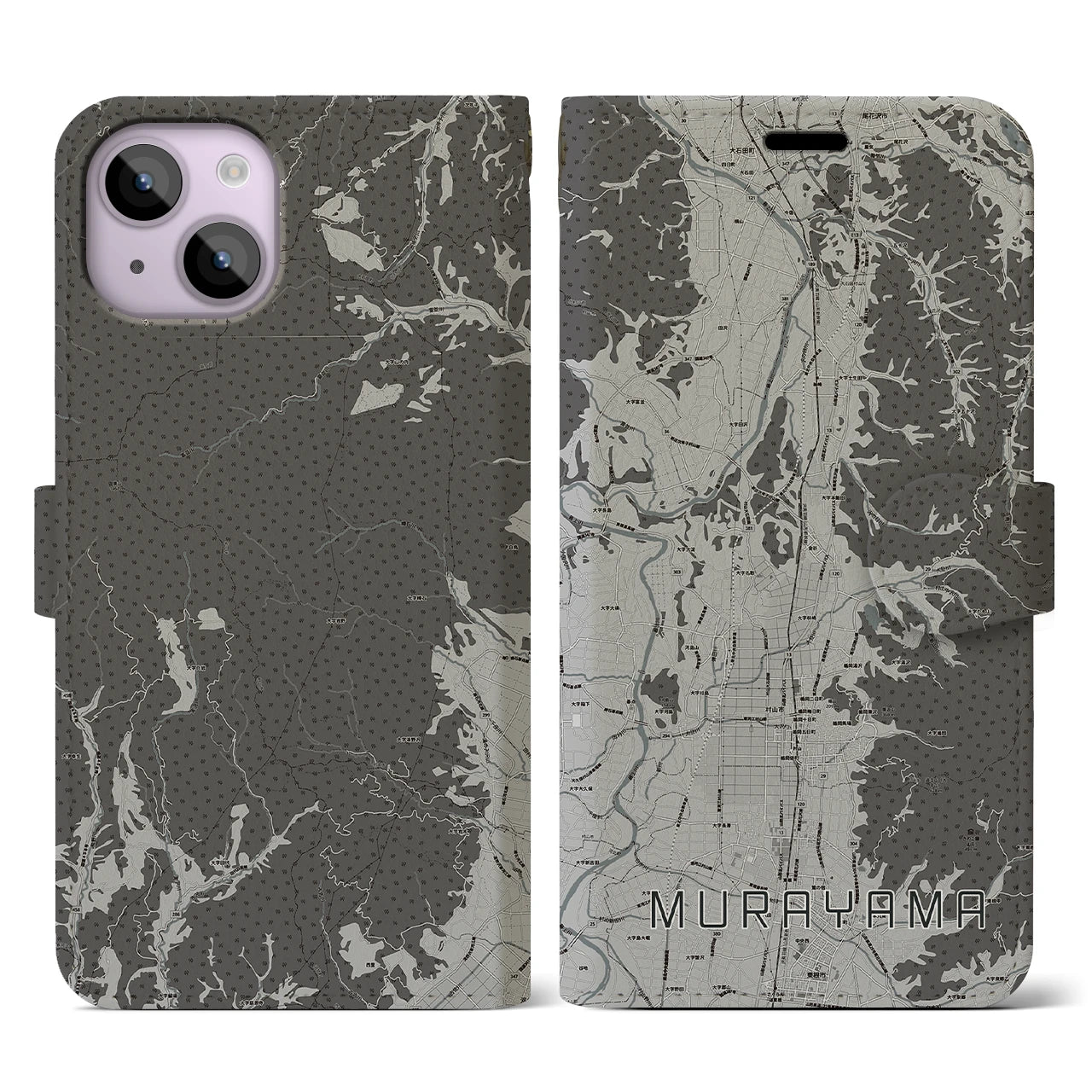 【村山(山形県)】地図柄iPhoneケース(手帳タイプ)