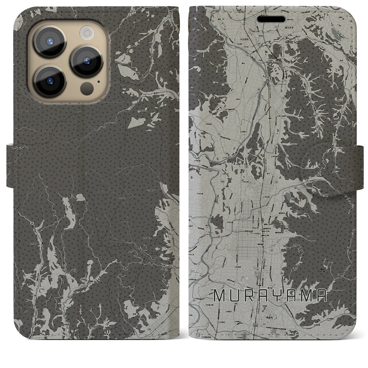 【村山(山形県)】地図柄iPhoneケース(手帳タイプ)