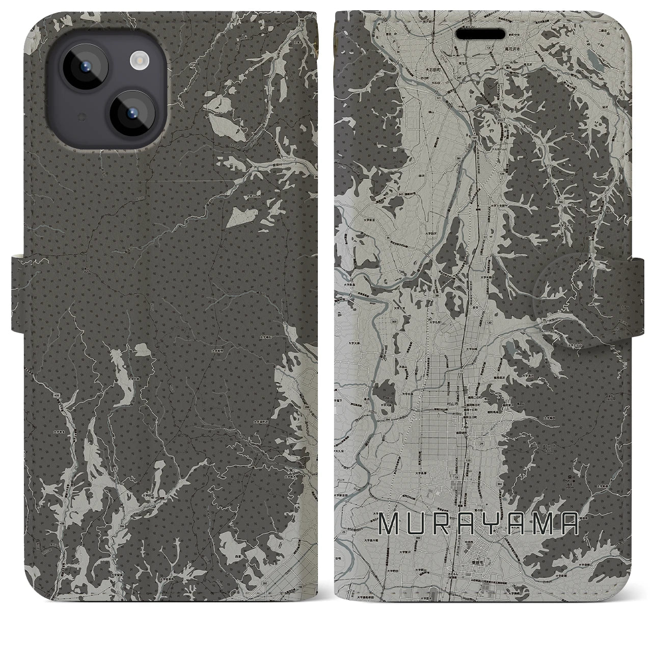 【村山(山形県)】地図柄iPhoneケース(手帳タイプ)