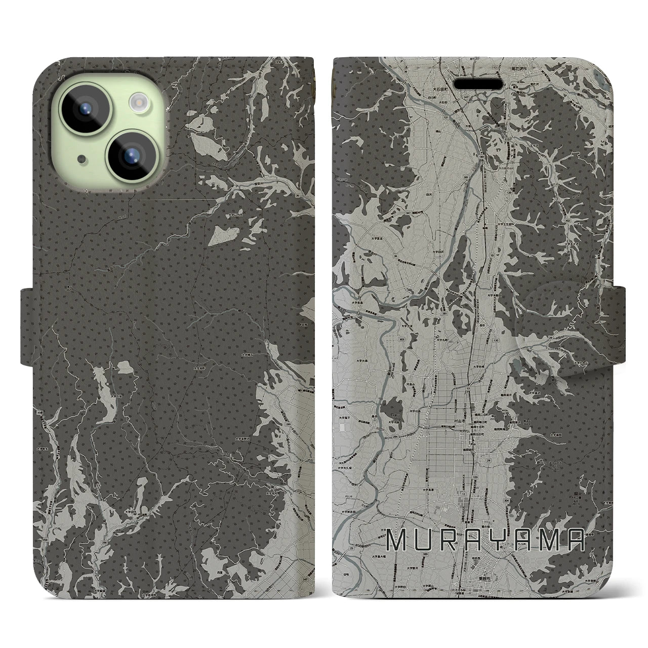 【村山(山形県)】地図柄iPhoneケース(手帳タイプ)