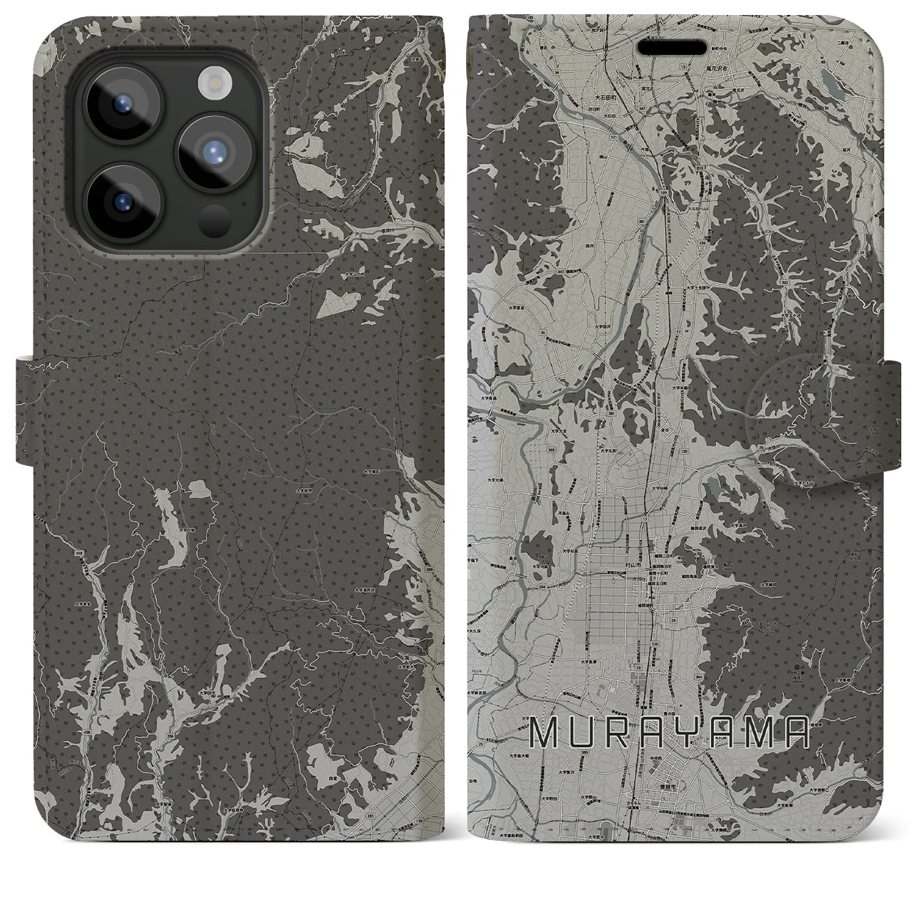 【村山(山形県)】地図柄iPhoneケース(手帳タイプ)