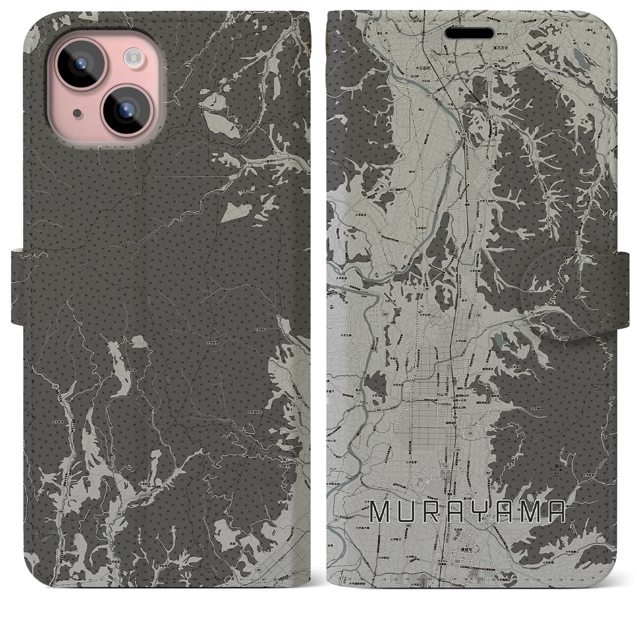 【村山(山形県)】地図柄iPhoneケース(手帳タイプ)