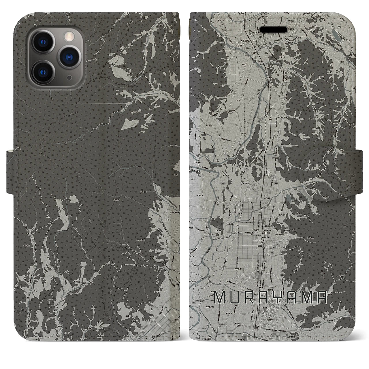 【村山(山形県)】地図柄iPhoneケース(手帳タイプ)