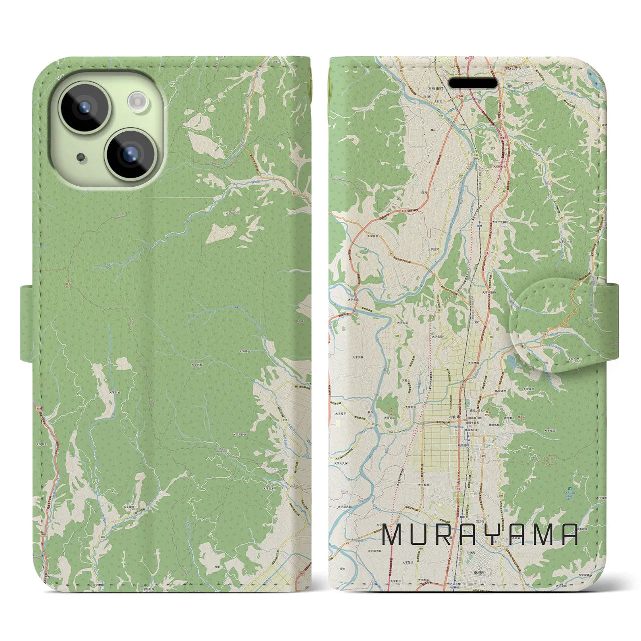 【村山(山形県)】地図柄iPhoneケース(手帳タイプ)