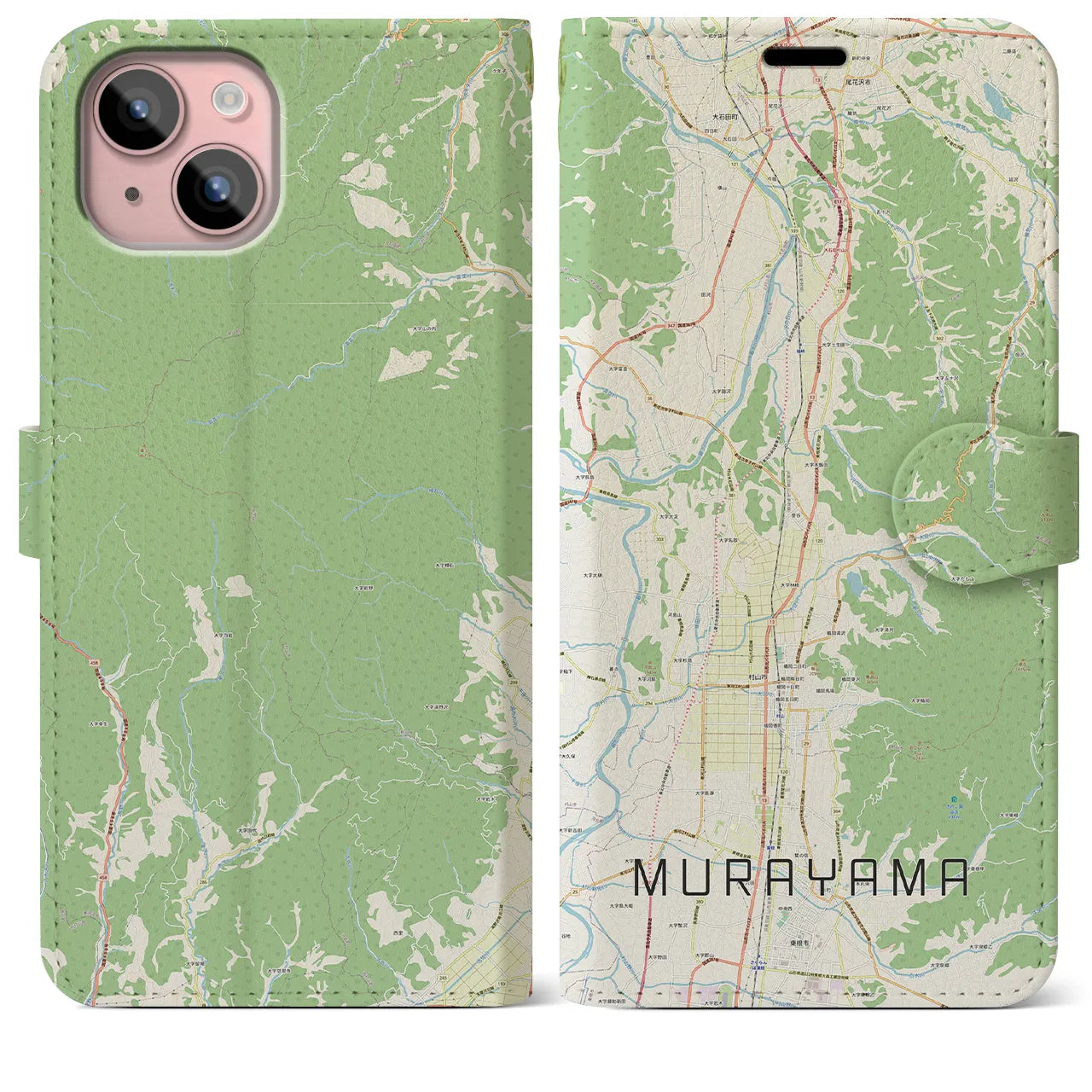 【村山(山形県)】地図柄iPhoneケース(手帳タイプ)