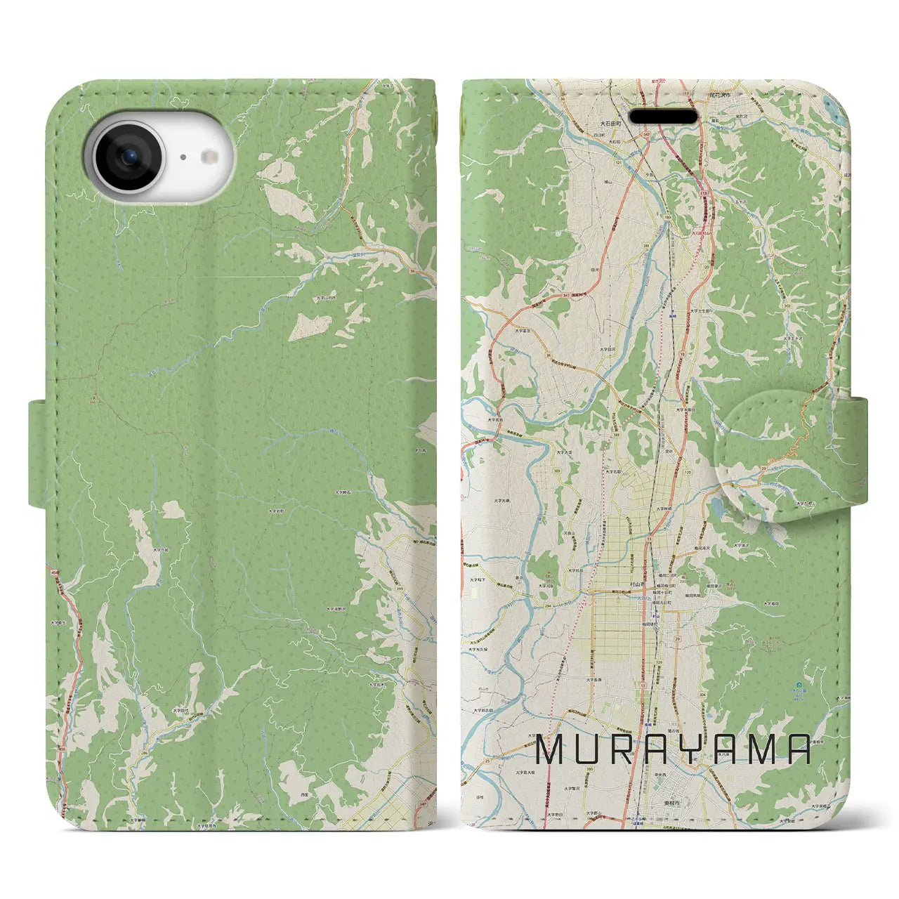 【村山(山形県)】地図柄iPhoneケース(手帳タイプ)