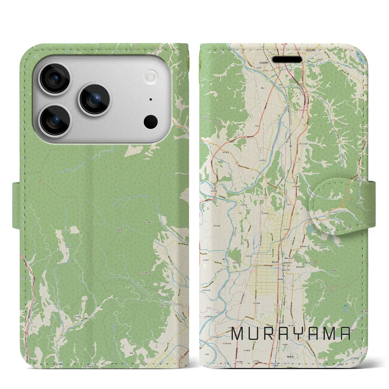 【村山(山形県)】地図柄iPhoneケース(手帳タイプ)