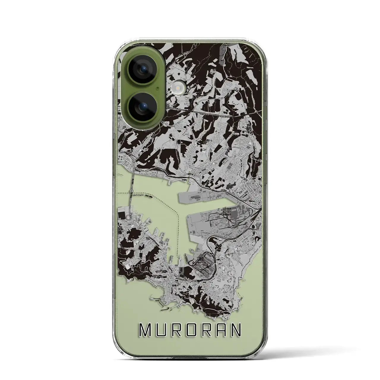 【室蘭(北海道)】地図柄iPhoneケース(クリアタイプ)モノトーン・iPhone 17 Pro Max 用