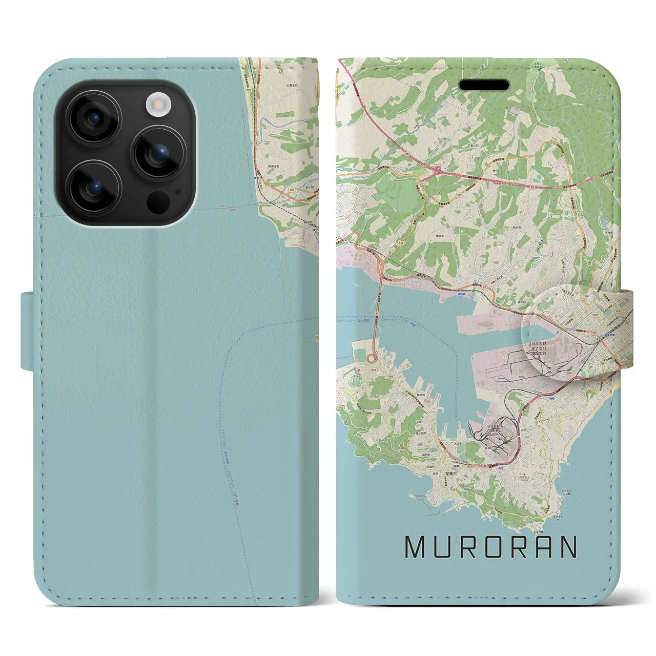 【室蘭(北海道)】地図柄iPhoneケース(手帳タイプ)ナチュラル・iPhone 16 用