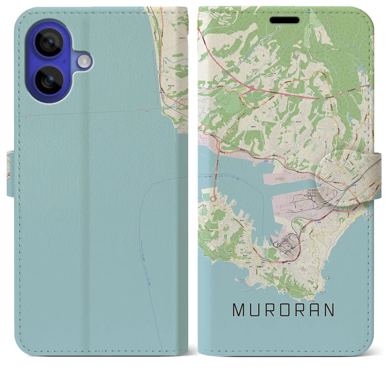 【室蘭(北海道)】地図柄iPhoneケース(手帳タイプ)ナチュラル・iPhone 16 Pro Max 用