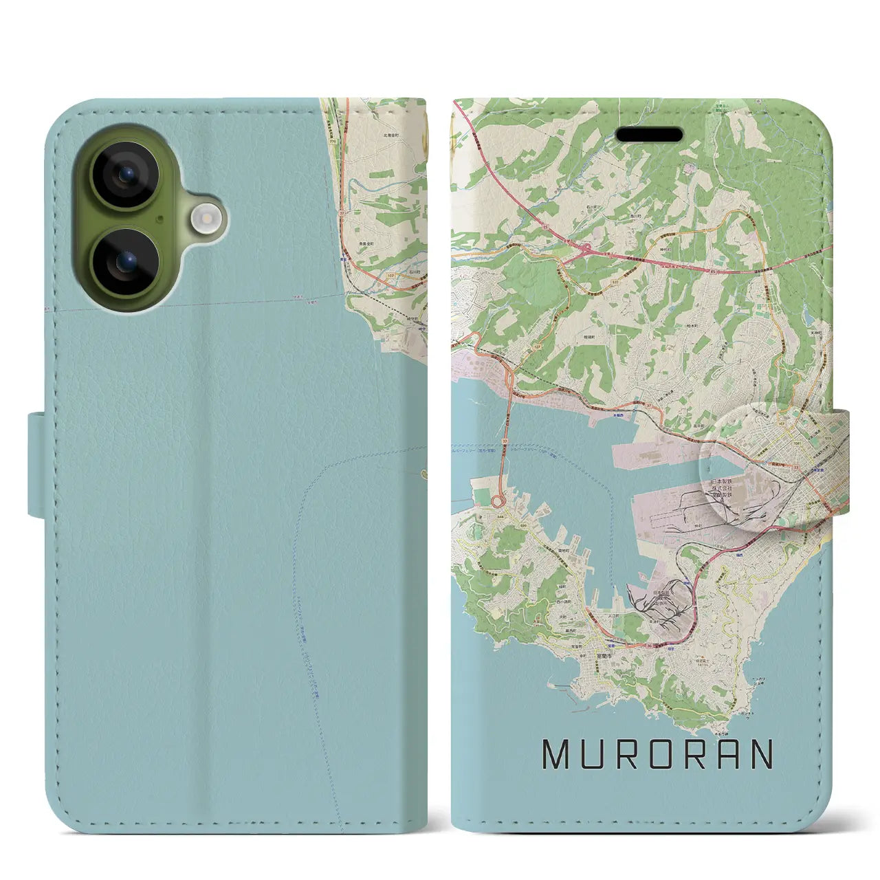【室蘭(北海道)】地図柄iPhoneケース(手帳タイプ)モノトーン・iPhone 17 Pro Max 用