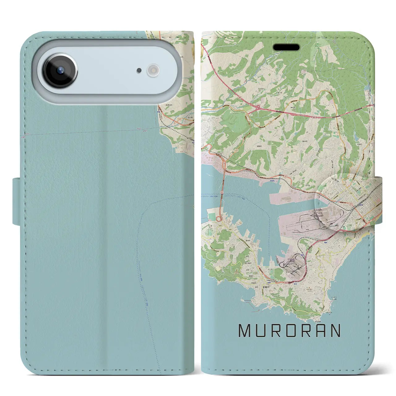 【室蘭(北海道)】地図柄iPhoneケース(手帳タイプ)ナチュラル・iPhone 17 Pro Max 用