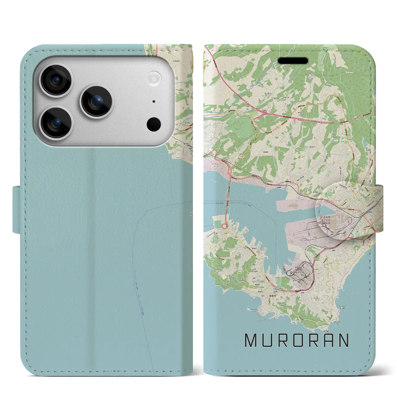 【室蘭(北海道)】地図柄iPhoneケース(手帳タイプ)