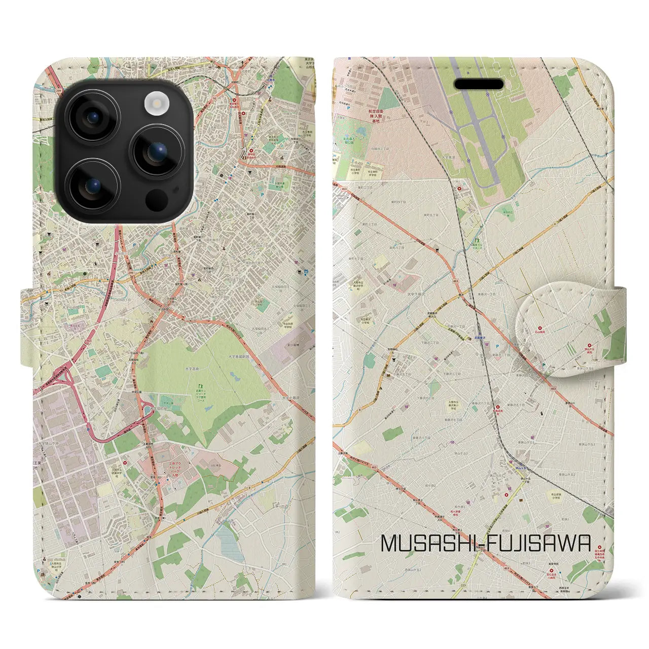 【武蔵藤沢(埼玉県)】地図柄iPhoneケース(手帳タイプ)ナチュラル・iPhone 16 用