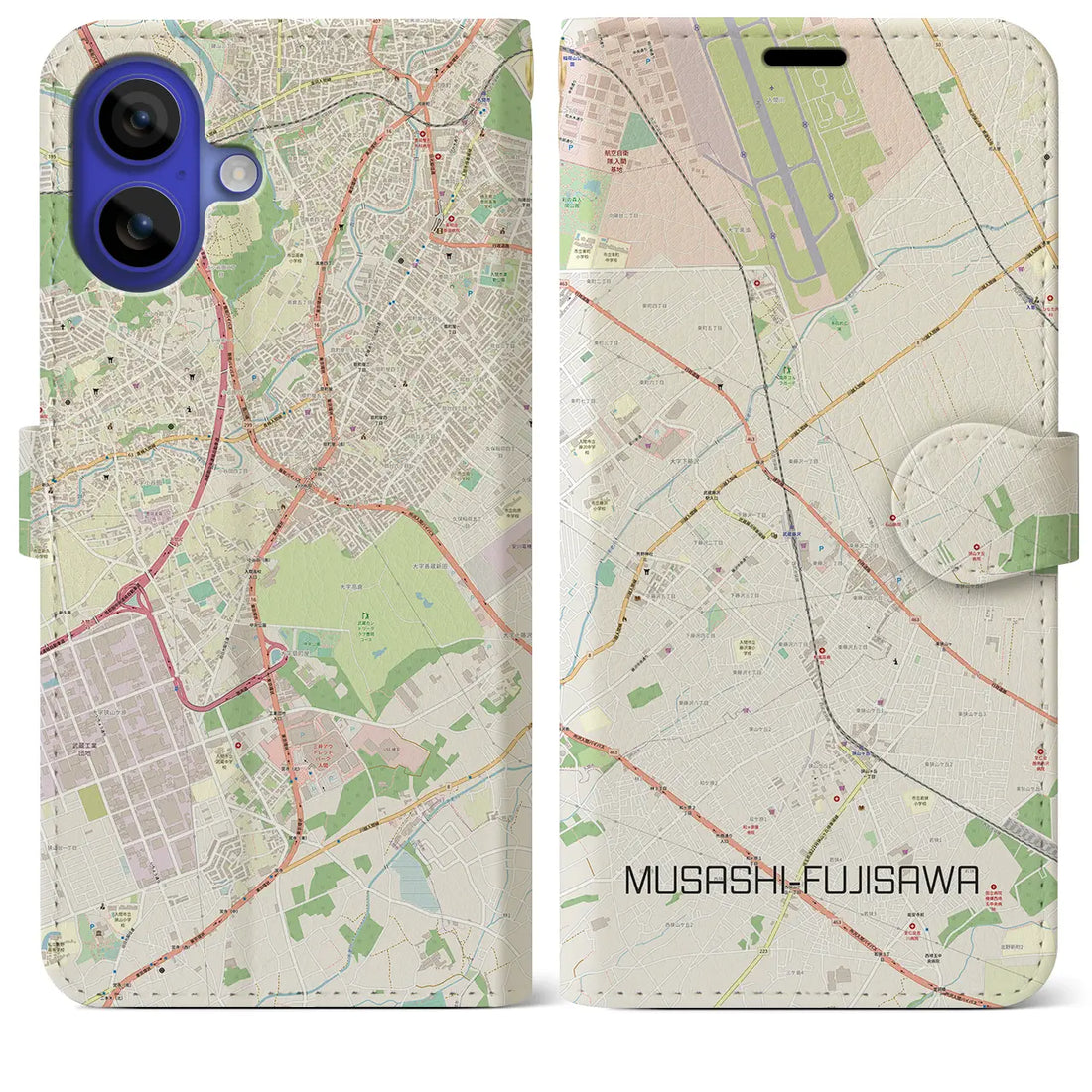 【武蔵藤沢(埼玉県)】地図柄iPhoneケース(手帳タイプ)ナチュラル・iPhone 16 Pro Max 用