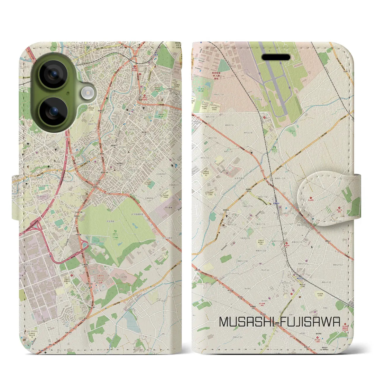 【武蔵藤沢(埼玉県)】地図柄iPhoneケース(手帳タイプ)ナチュラル・iPhone 17 Pro Max 用