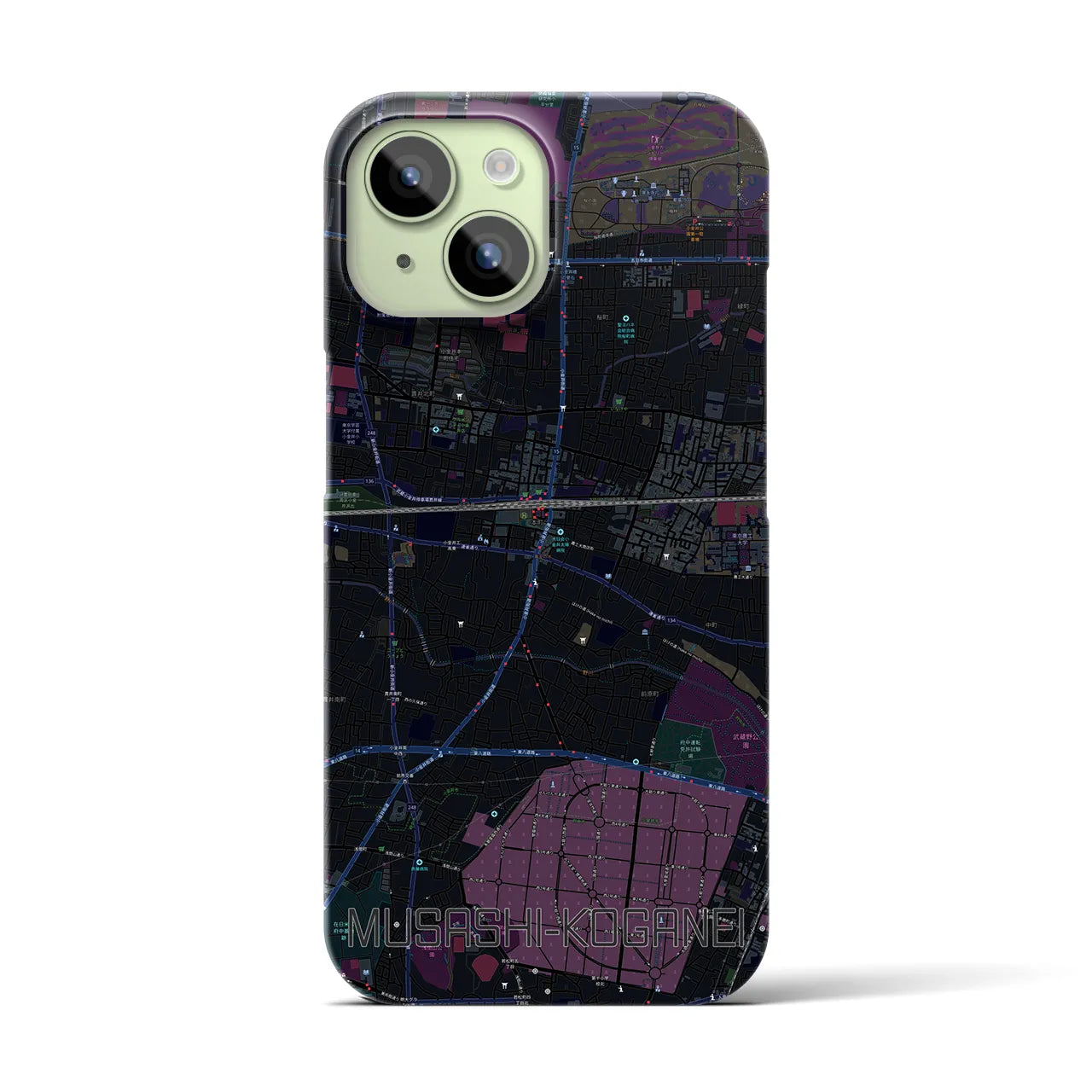 【武蔵小金井(東京都)】地図柄iPhoneケース(バックカバータイプ)