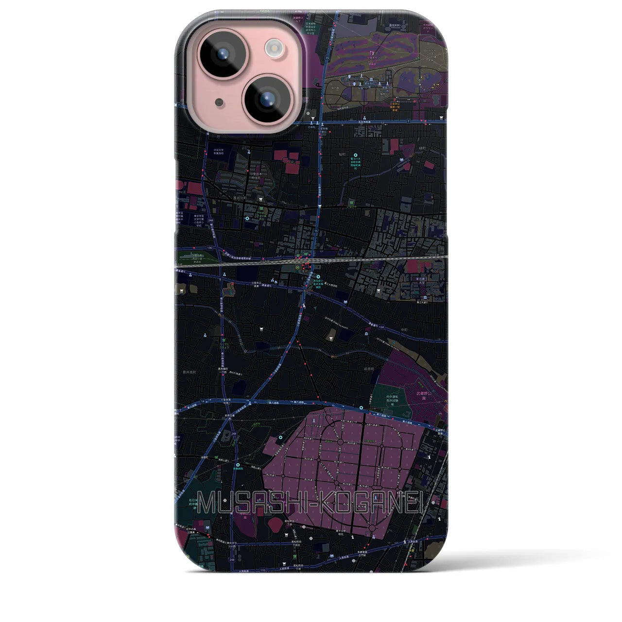 【武蔵小金井(東京都)】地図柄iPhoneケース(バックカバータイプ)