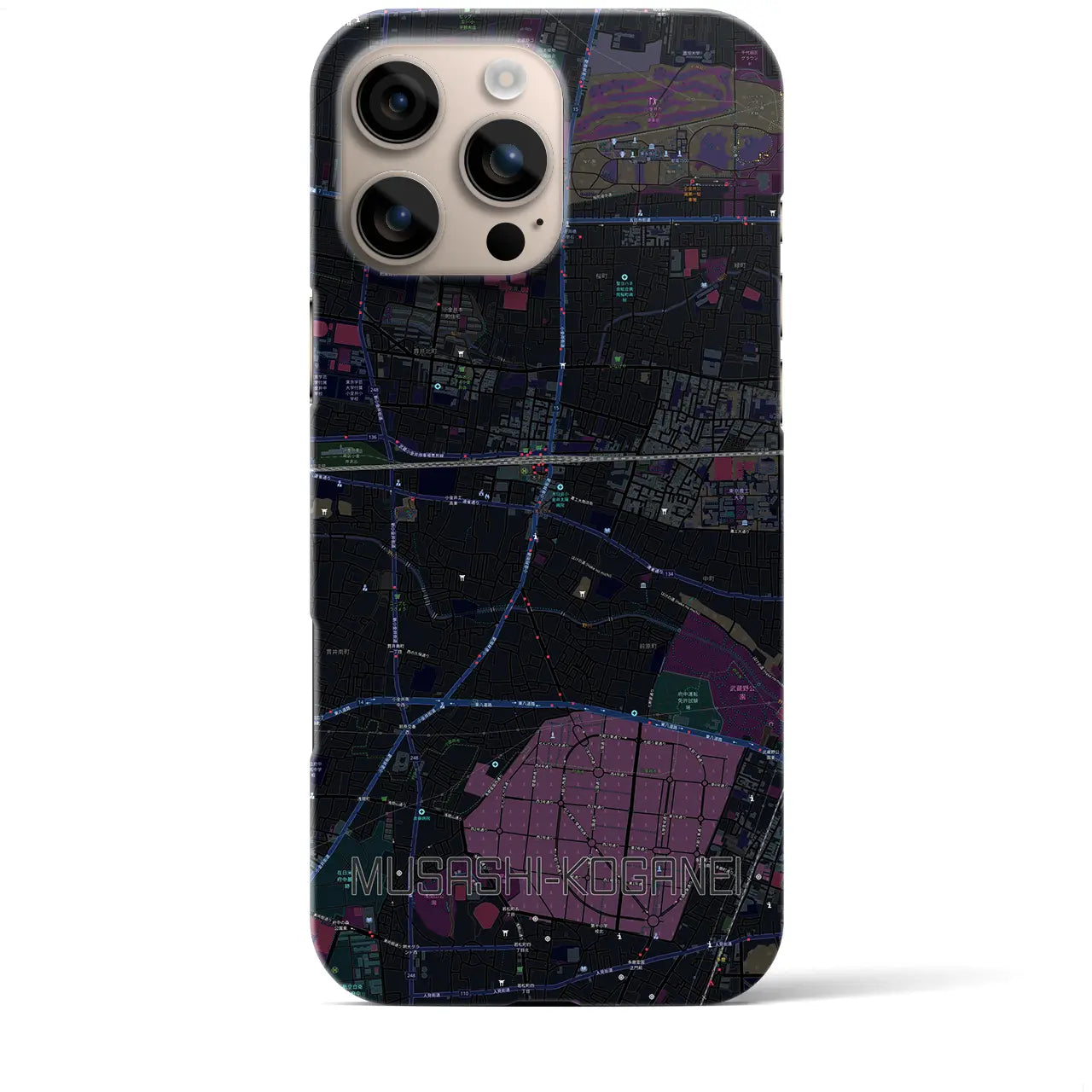 【武蔵小金井(東京都)】地図柄iPhoneケース(バックカバータイプ)