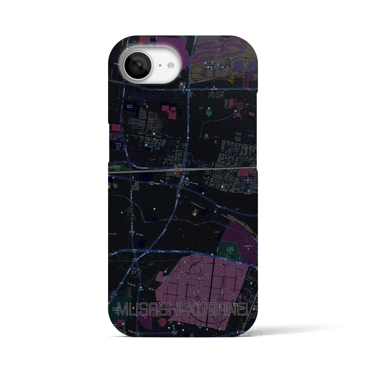 【武蔵小金井(東京都)】地図柄iPhoneケース(バックカバータイプ)