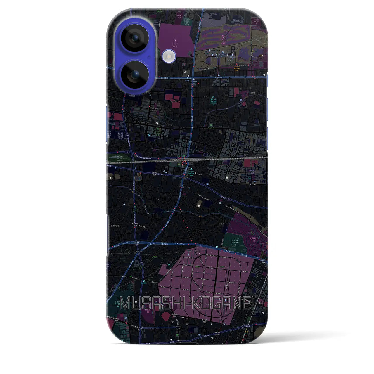 【武蔵小金井(東京都)】地図柄iPhoneケース(バックカバータイプ)