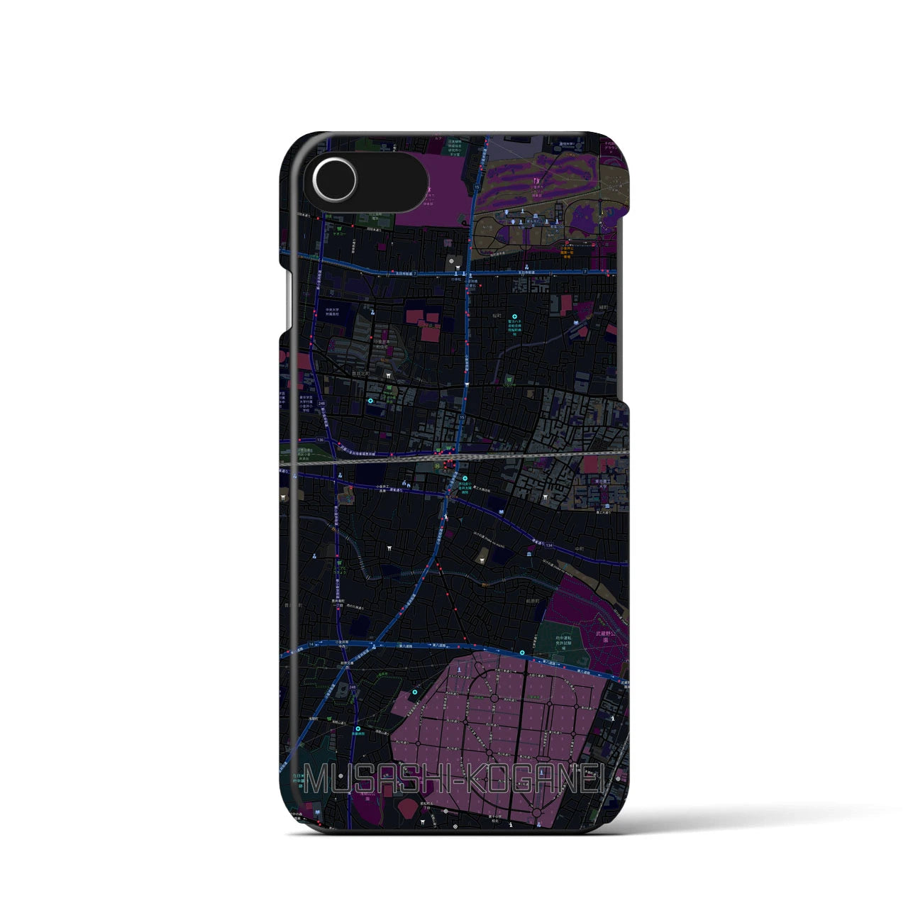 【武蔵小金井(東京都)】地図柄iPhoneケース(バックカバータイプ)