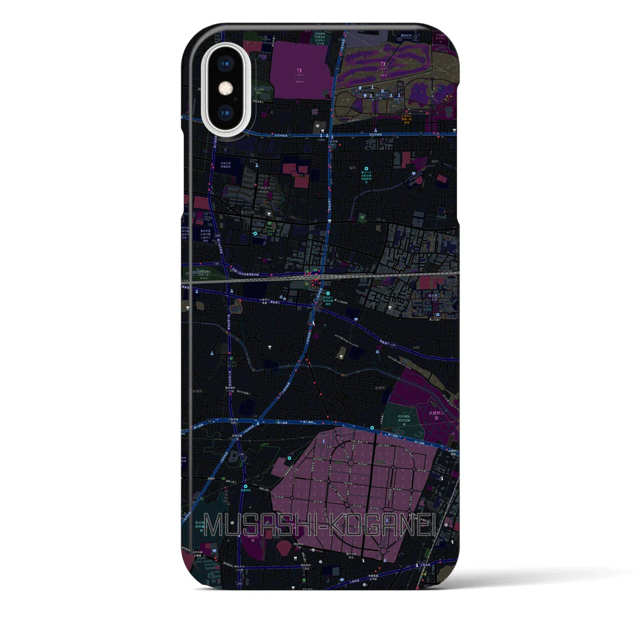 【武蔵小金井(東京都)】地図柄iPhoneケース(バックカバータイプ)