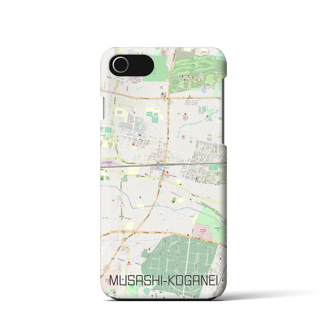 【武蔵小金井(東京都)】地図柄iPhoneケース(バックカバータイプ)