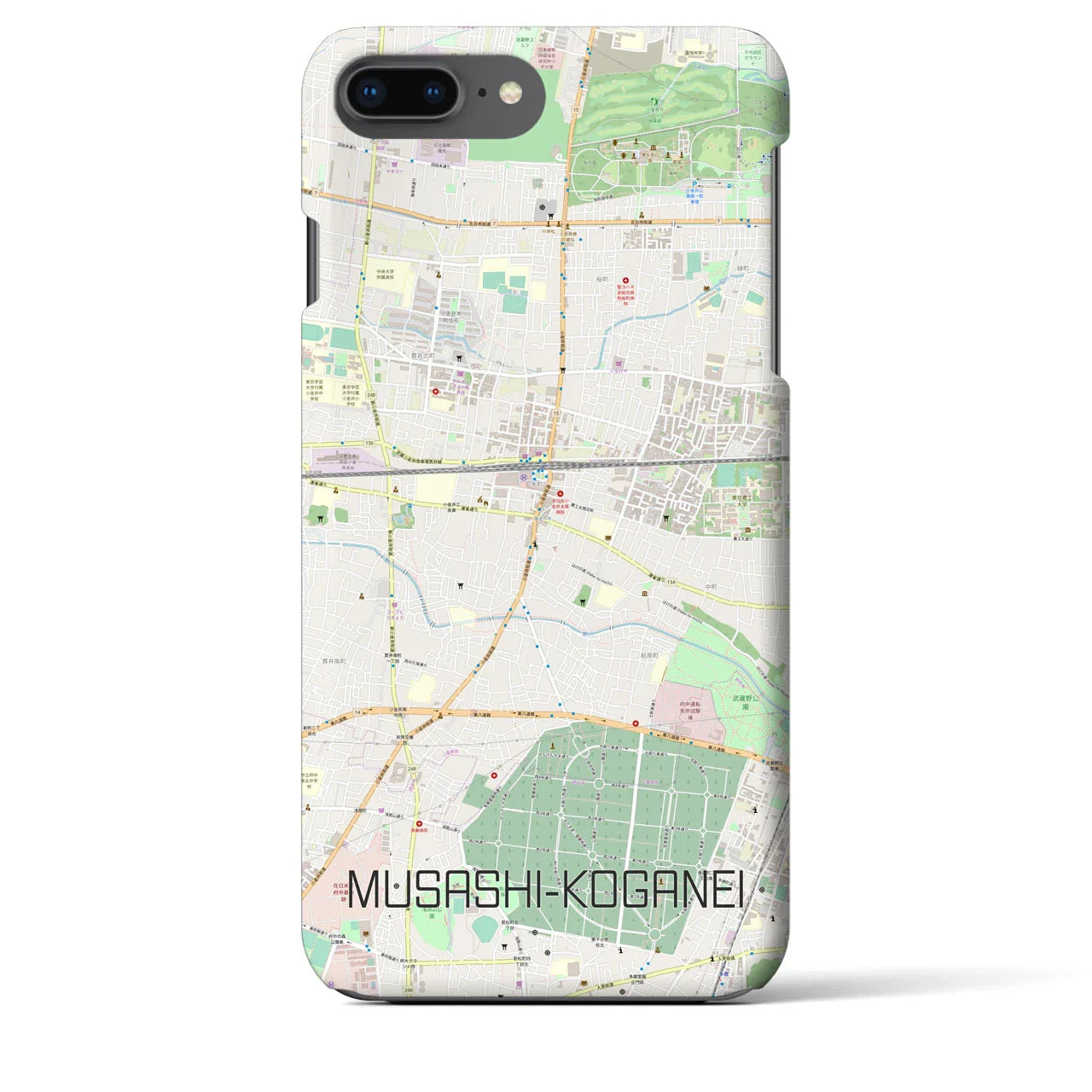 【武蔵小金井(東京都)】地図柄iPhoneケース(バックカバータイプ)