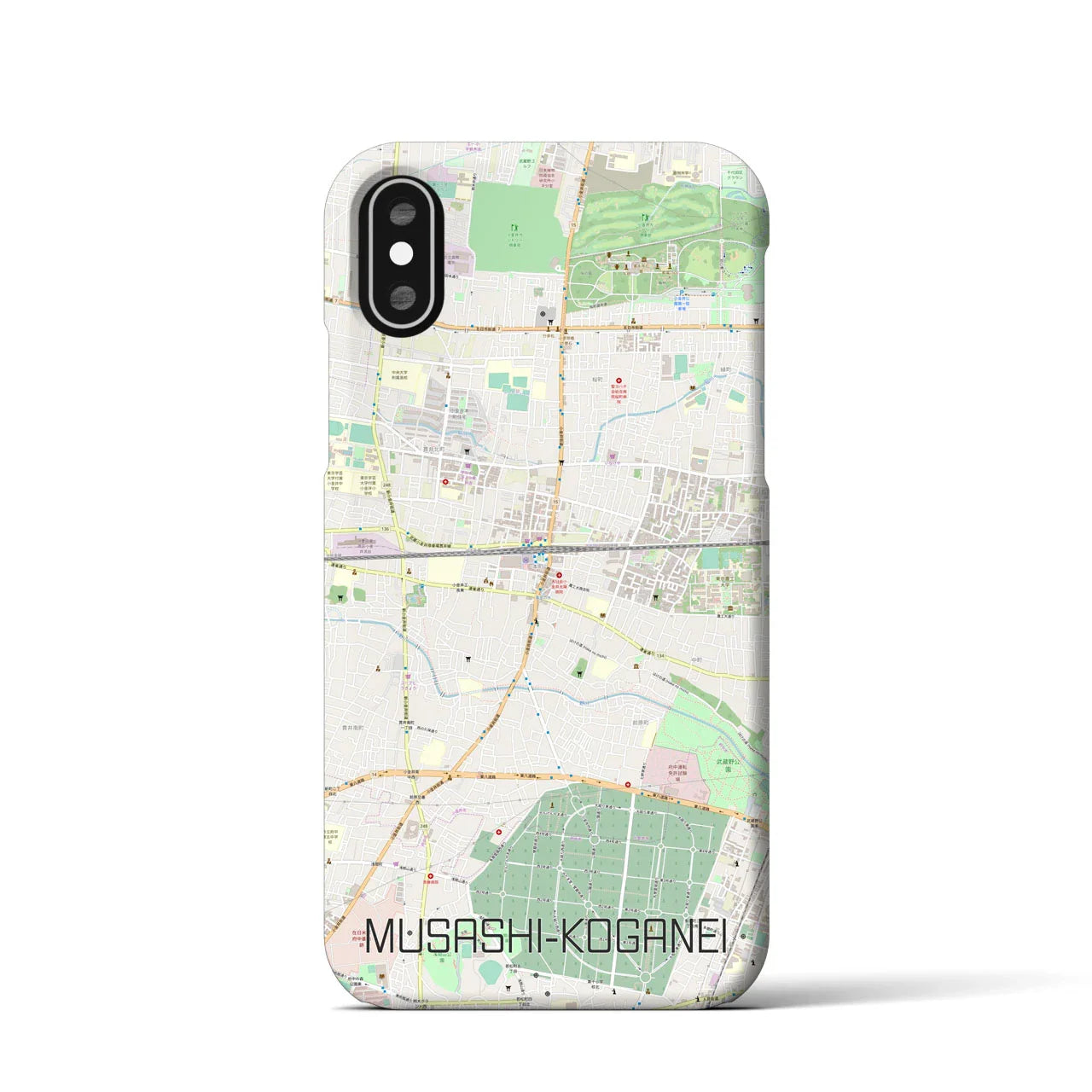 【武蔵小金井(東京都)】地図柄iPhoneケース(バックカバータイプ)