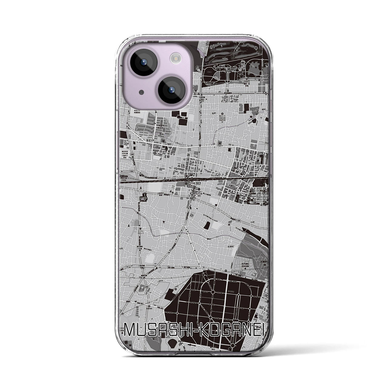 【武蔵小金井(東京都)】地図柄iPhoneケース(クリアタイプ)