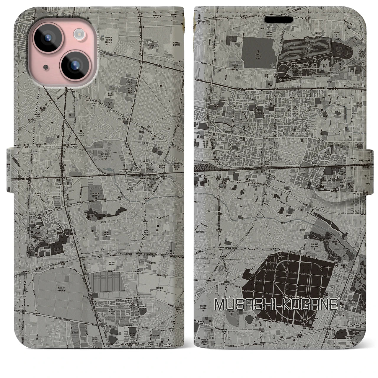 【武蔵小金井(東京都)】地図柄iPhoneケース(手帳タイプ)