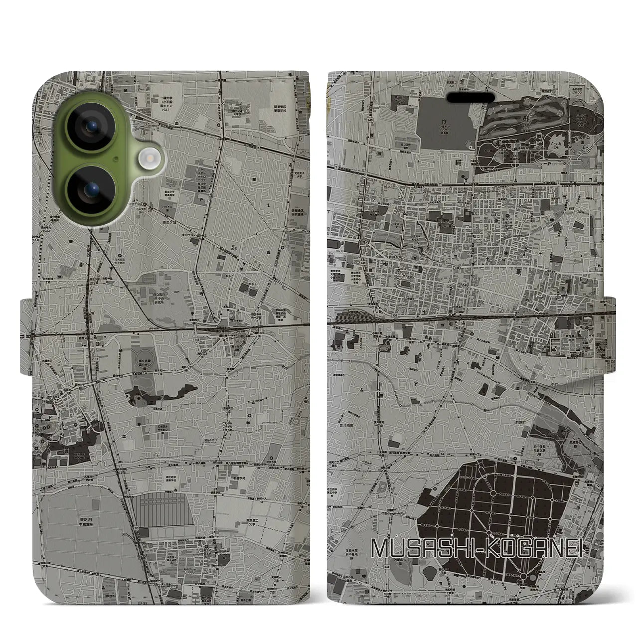 【武蔵小金井(東京都)】地図柄iPhoneケース(手帳タイプ)