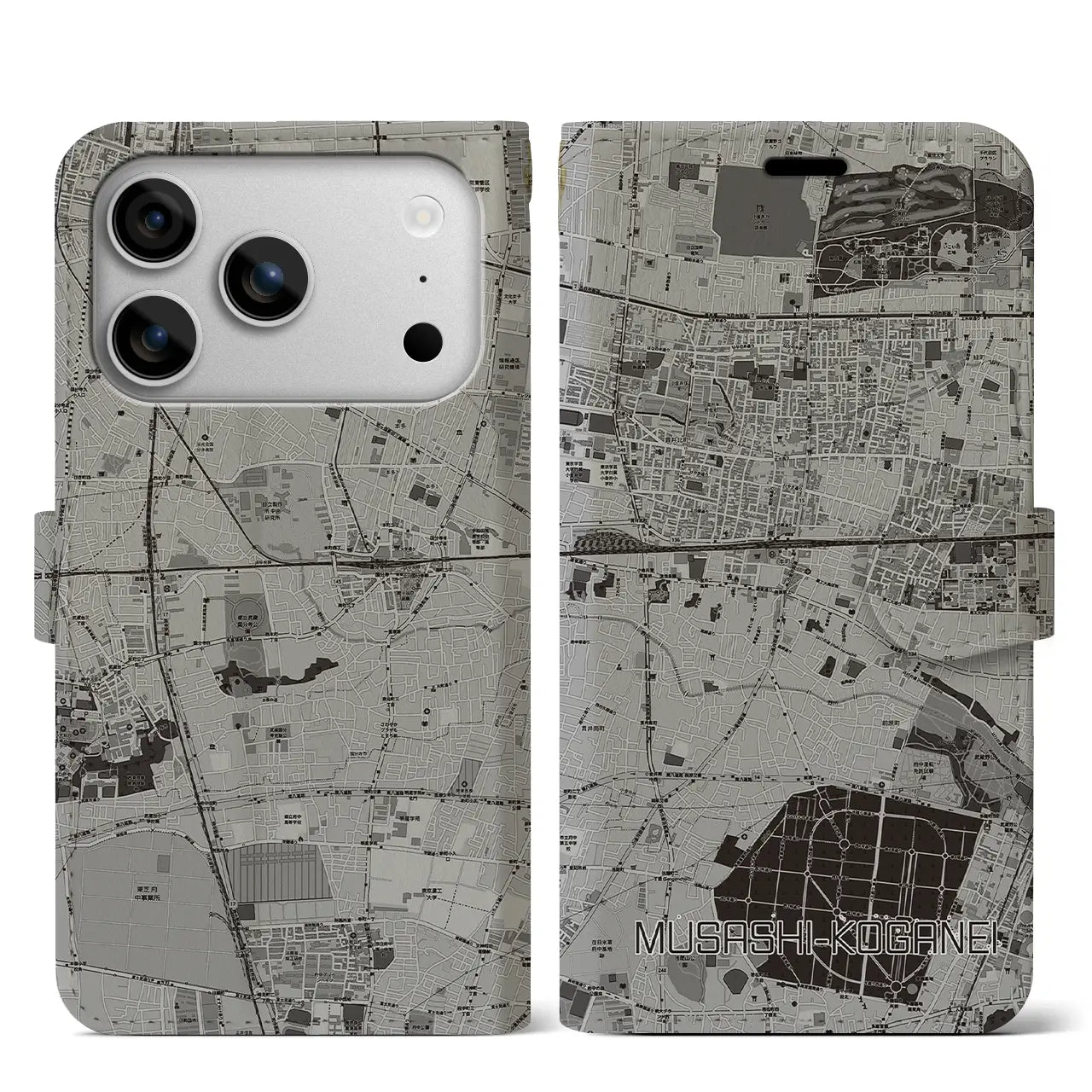 【武蔵小金井(東京都)】地図柄iPhoneケース(手帳タイプ)