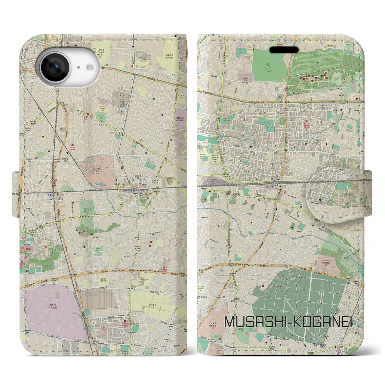 【武蔵小金井(東京都)】地図柄iPhoneケース(手帳タイプ)