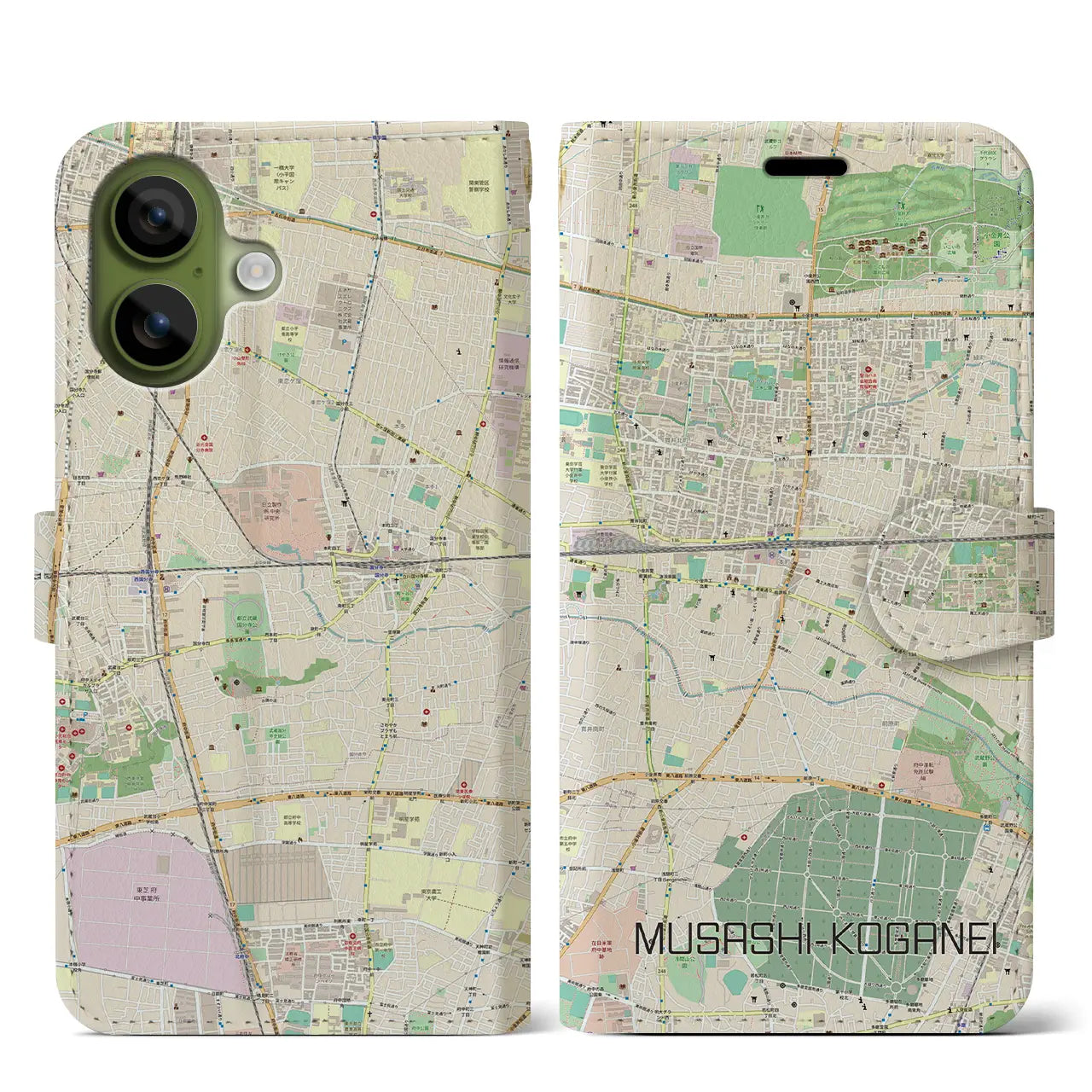 【武蔵小金井(東京都)】地図柄iPhoneケース(手帳タイプ)