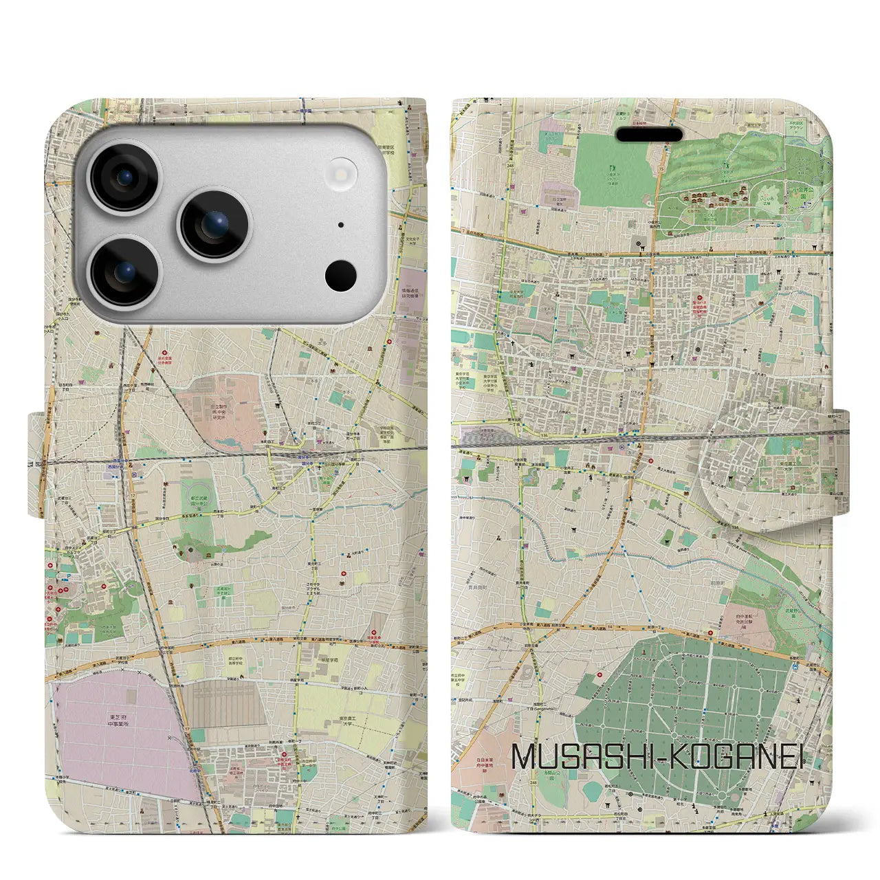 【武蔵小金井(東京都)】地図柄iPhoneケース(手帳タイプ)