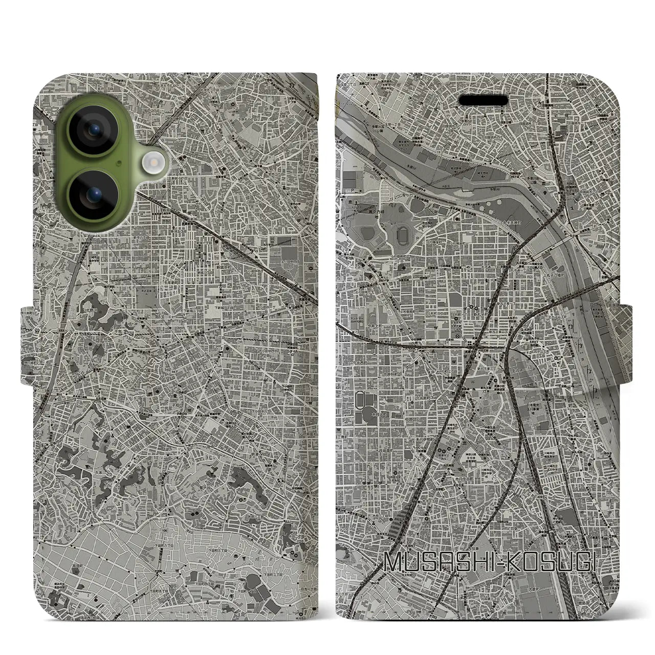 【武蔵小杉(神奈川県)】地図柄iPhoneケース(手帳タイプ)