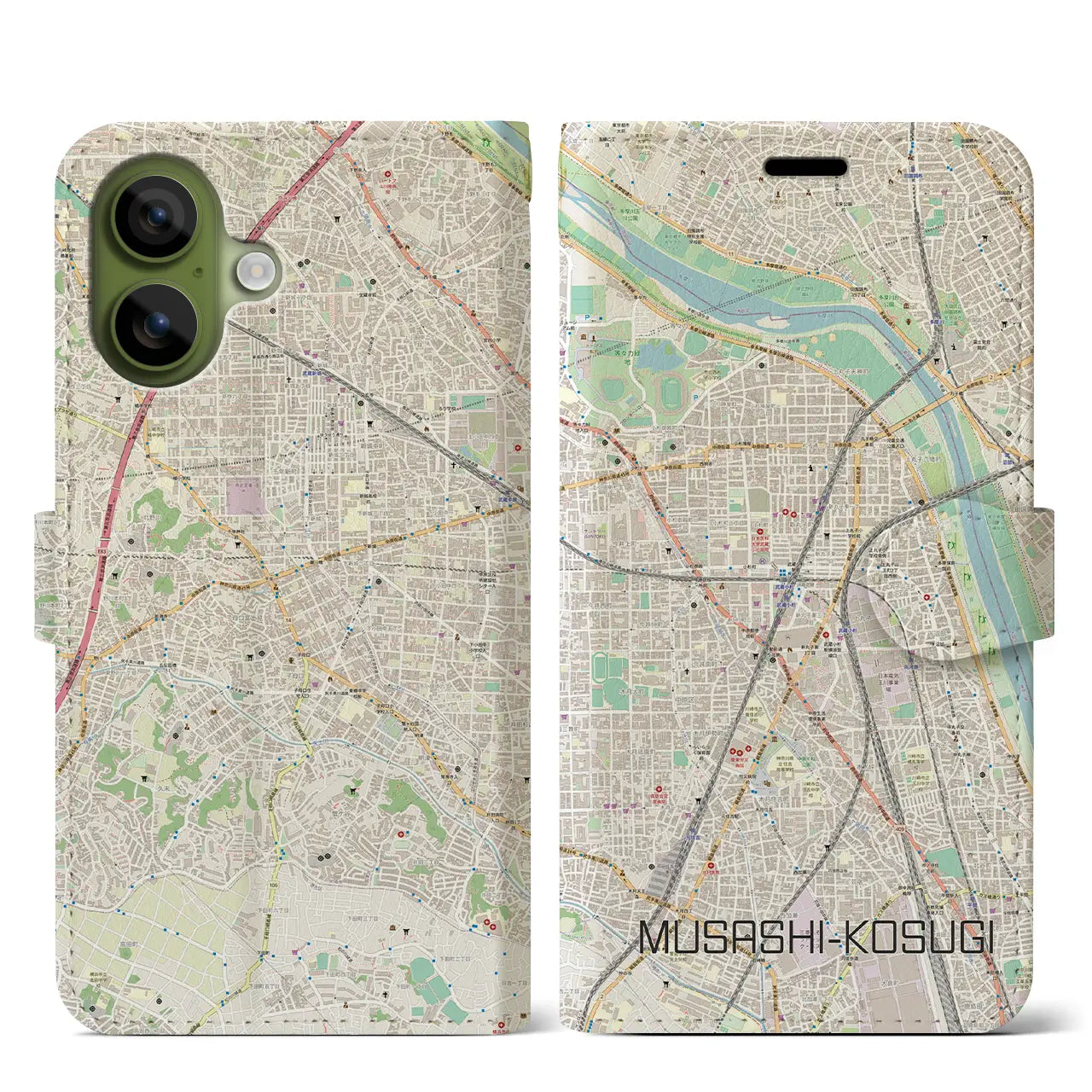 【武蔵小杉(神奈川県)】地図柄iPhoneケース(手帳タイプ)