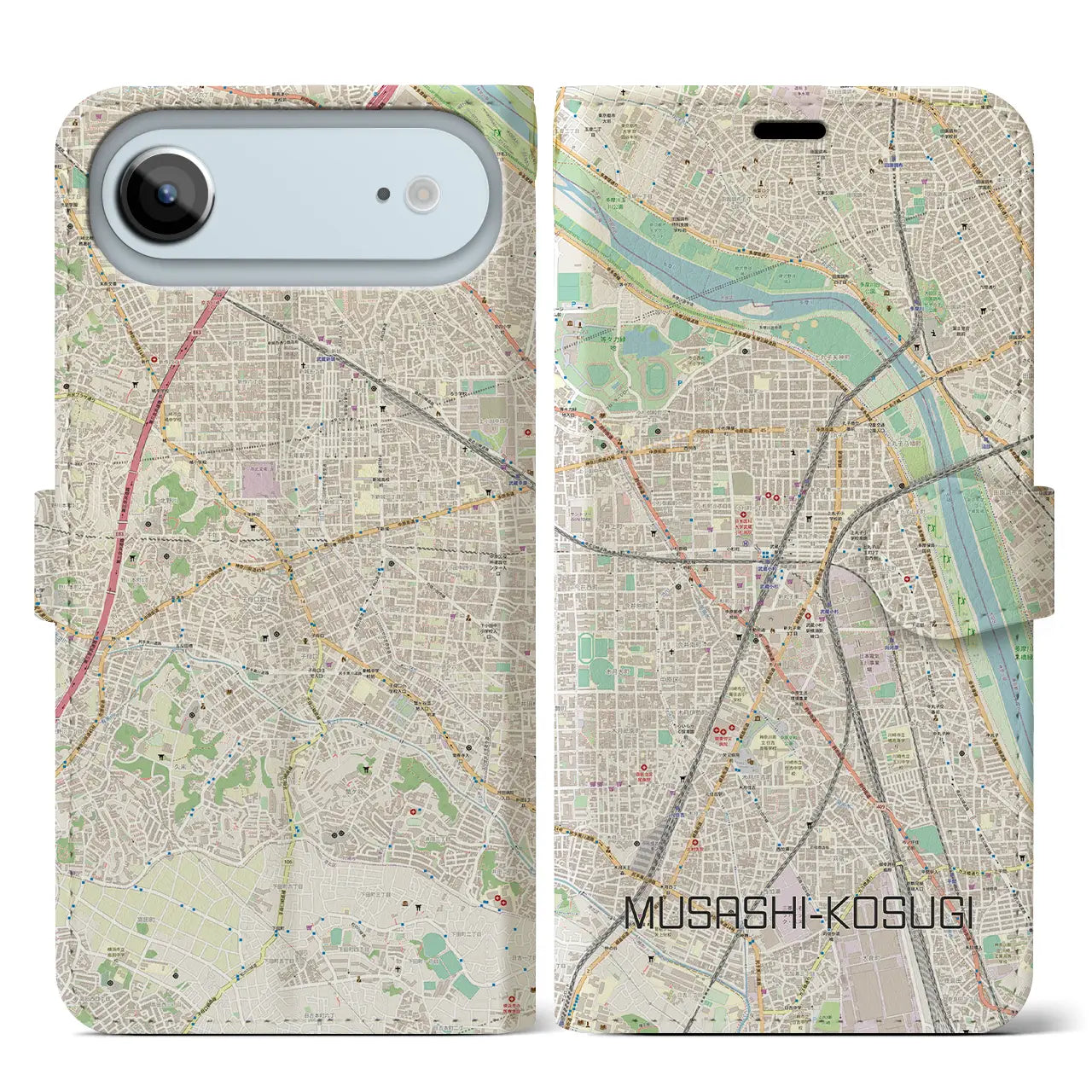 【武蔵小杉(神奈川県)】地図柄iPhoneケース(手帳タイプ)