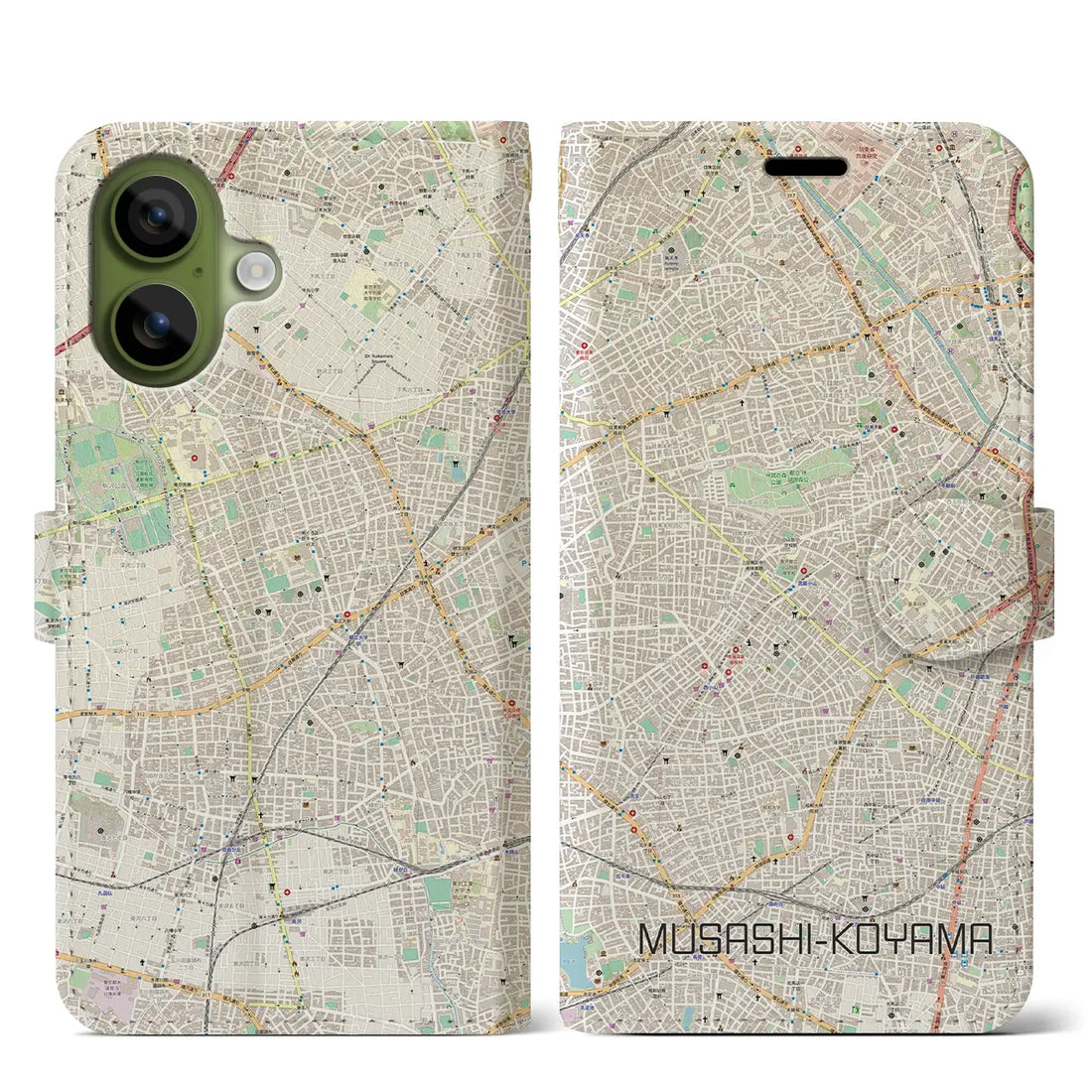 【武蔵小山(東京都)】地図柄iPhoneケース(手帳タイプ)ナチュラル・iPhone 17 Pro Max 用