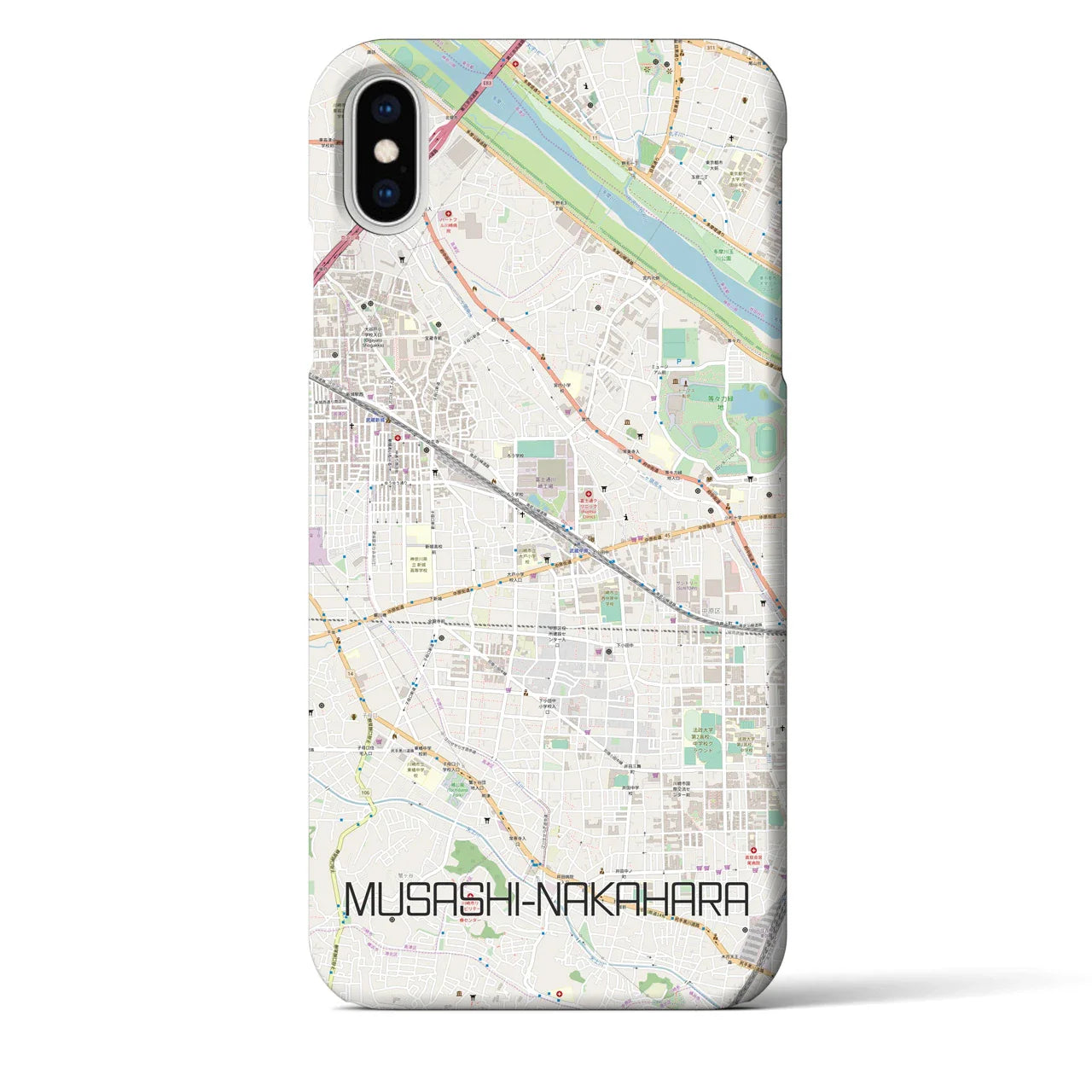 【武蔵中原(神奈川県)】地図柄iPhoneケース(バックカバータイプ)