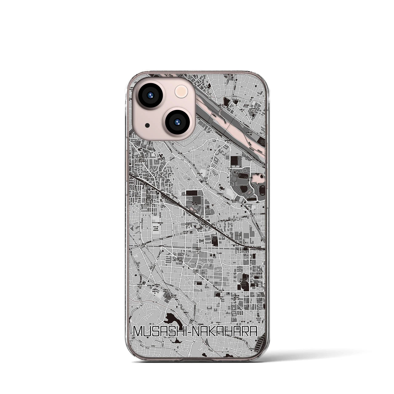 【武蔵中原(神奈川県)】地図柄iPhoneケース(クリアタイプ)