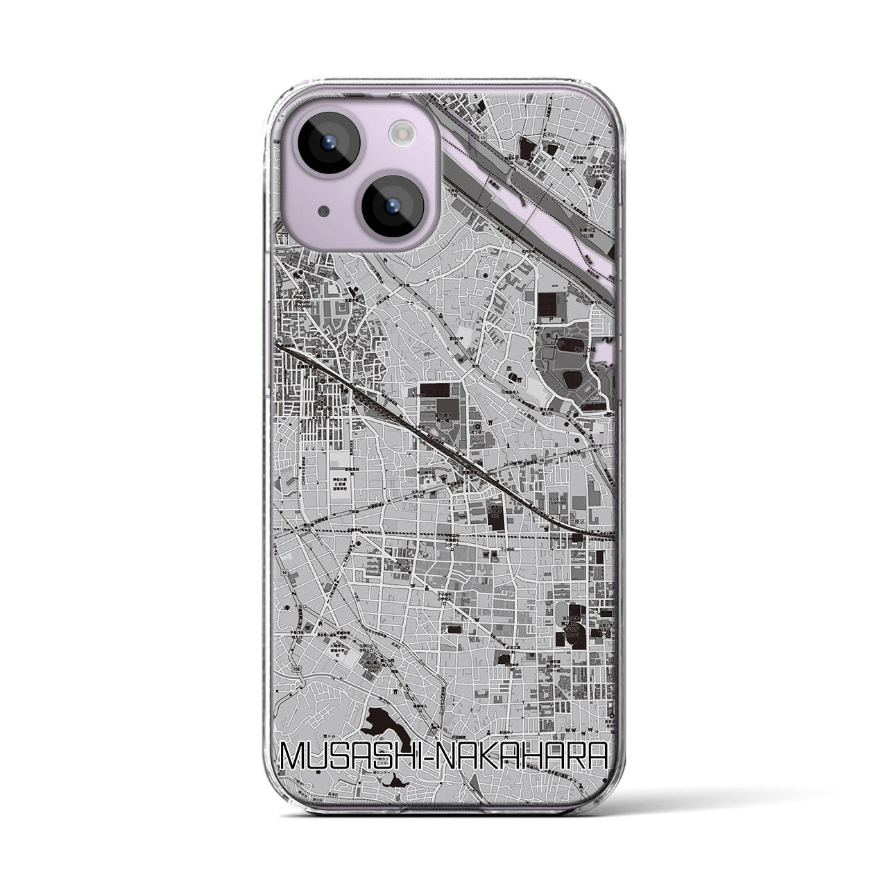 【武蔵中原(神奈川県)】地図柄iPhoneケース(クリアタイプ)