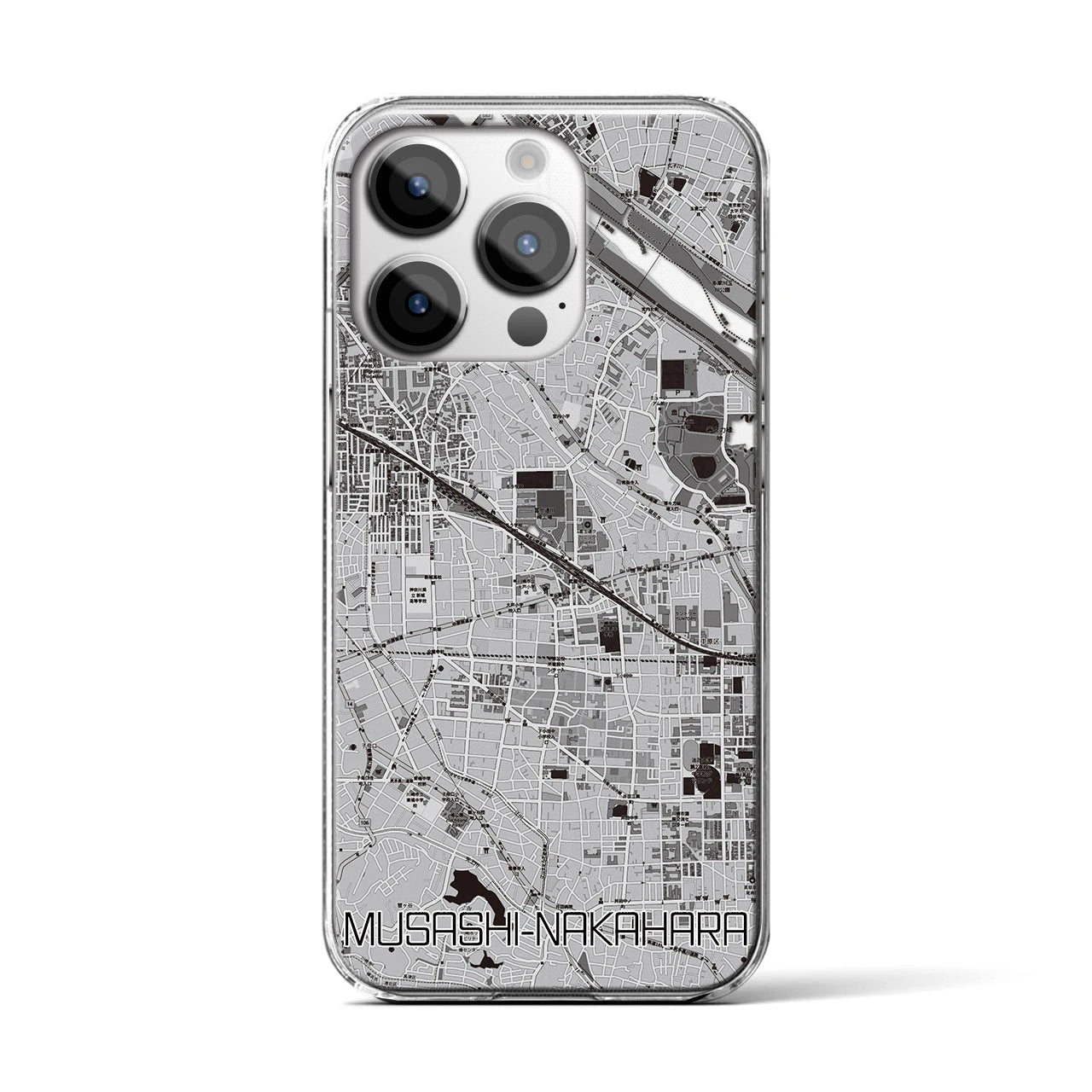 【武蔵中原(神奈川県)】地図柄iPhoneケース(クリアタイプ)