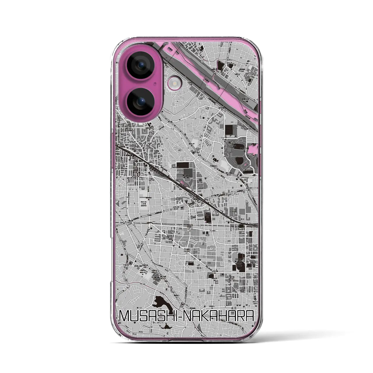 【武蔵中原(神奈川県)】地図柄iPhoneケース(クリアタイプ)